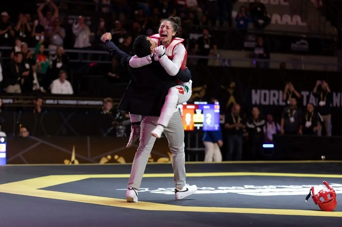 Daniela Souza | Festejo en la gran final del Campeonato Mundial de Taekwondo 2022