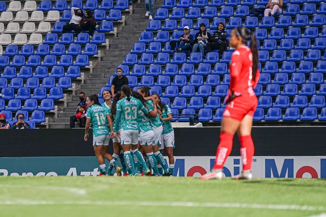 León Femenil festejando un gol en el Estadio Cuauhtémoc | Liga MX Femenil | Apertura 2022