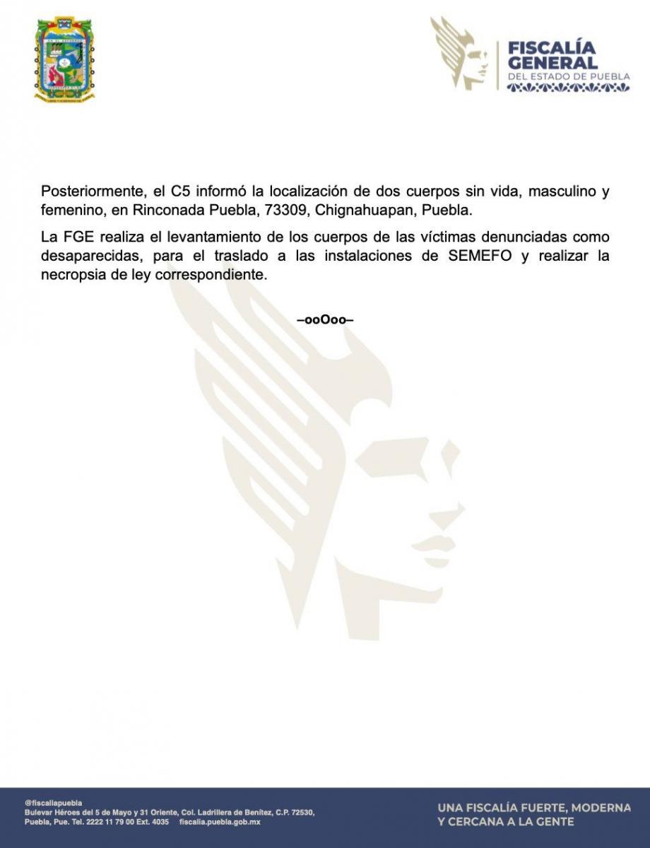 Comunicado FGE confirma hallazgo sin vida del contador Alexandro Telllo y su esposa Karina Ruiz