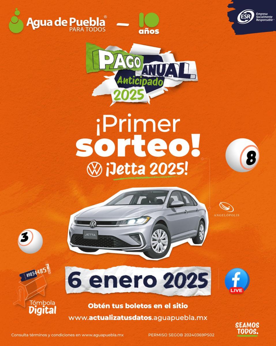 Pago Anual Anticipado Agua de Puebla 2025