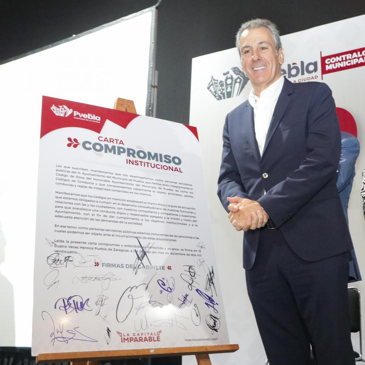 Carta compromiso que firmaron funcionarios de Puebla sobre anticorrupción