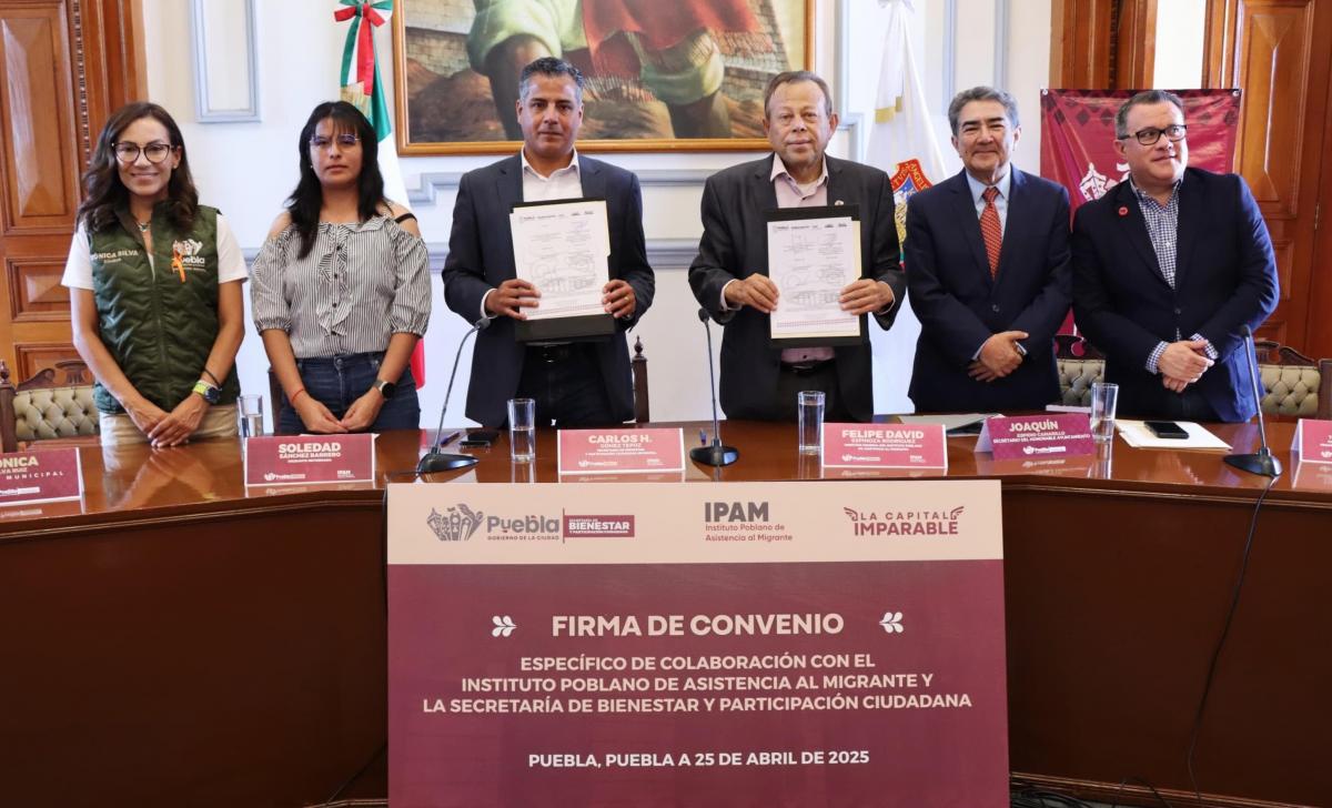 Firma de convenio entre IPAM y Ayuntamiento de Puebla