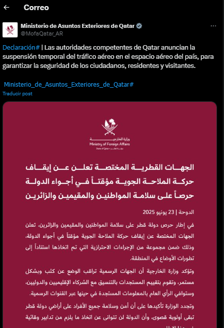 Irán ataques responde y lanza misiles a base aérea de EUA en Qatar