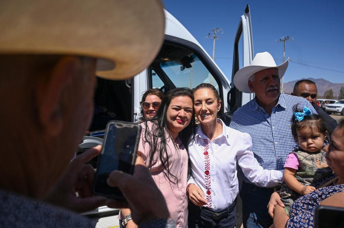 Claudia Sheinbaum durante inauguración de obra de carretera Bavispe-Nuevo Casas Grandes
