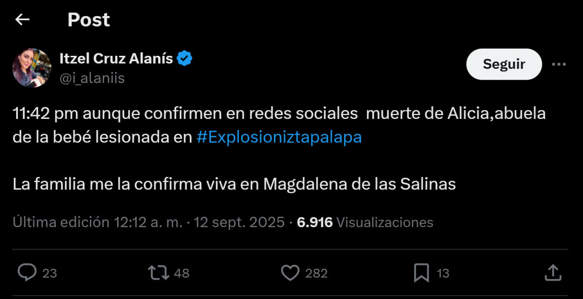 Por error declaran muerta a mujer que salvó a su nieta en Iztapalapa