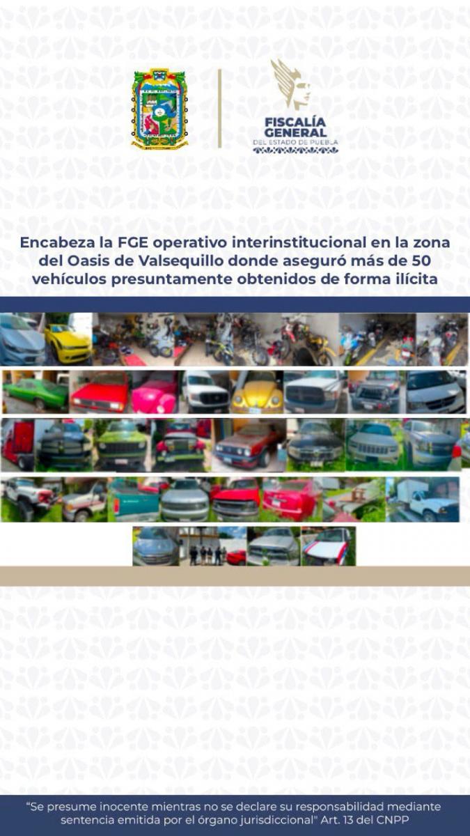 FGE recupera más de 50 vehículos en el Oasis de Valsequillo