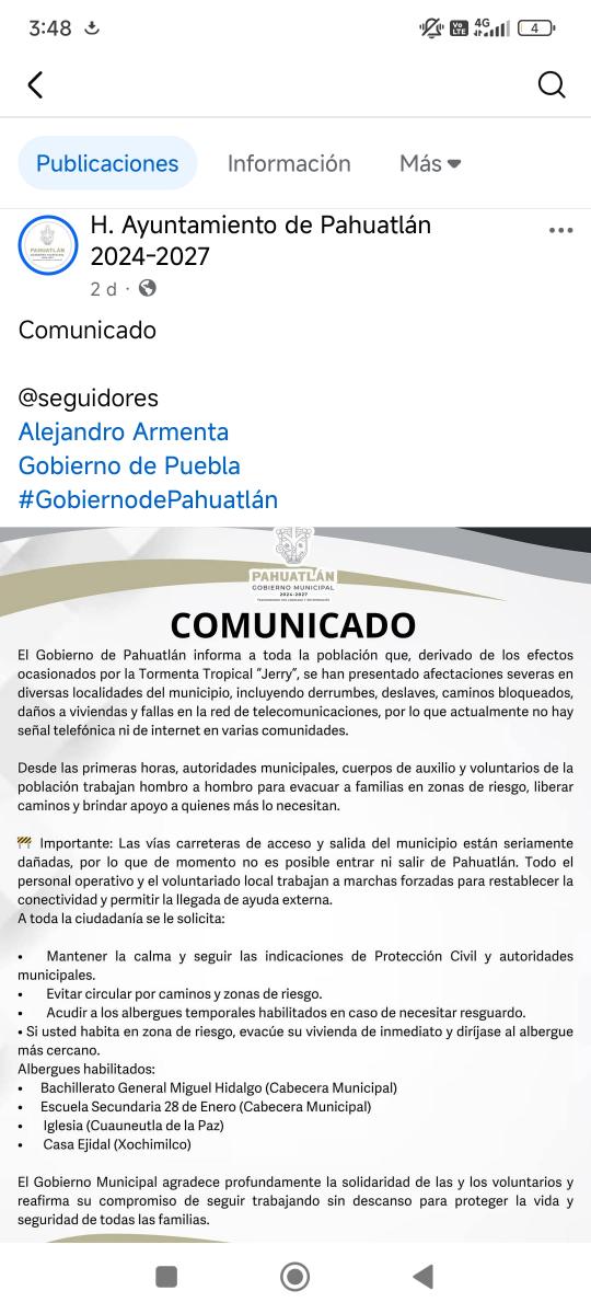 Huauchinango, Pahuatlán y Xicotepec abrieron albergues después de la tragedia