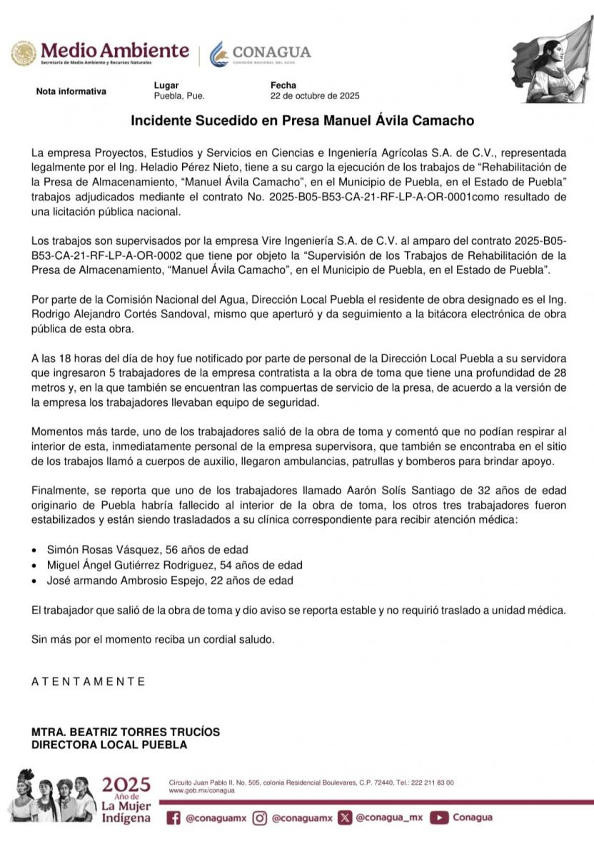 Tarjeta informativa Conagua