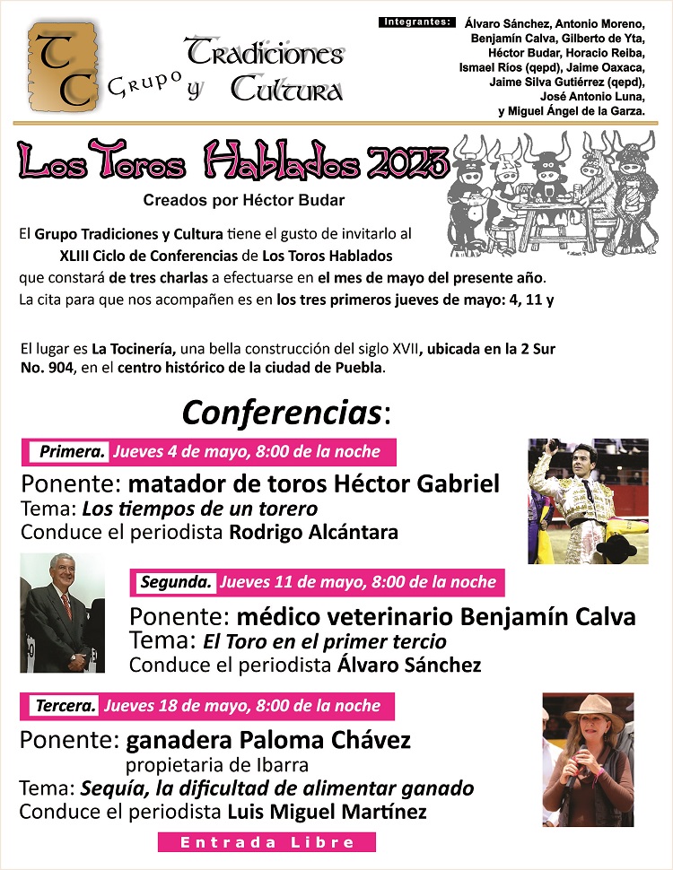 Conferencias, Los Toros Hablados | Puebla, 2023 