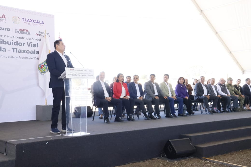 Gobernador Armenta en la inauguración del distribuidor vial Puebla-Tlaxcala 