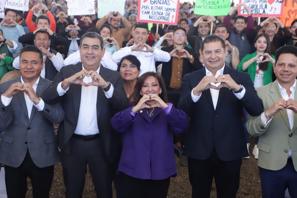Gobernadores de Puebla y Tlaxcala en inauguración del distribuidor vial Puebla-Tlaxcala 
