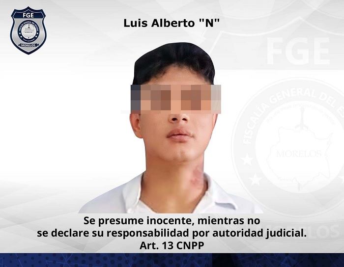 Fiscalía de Morelos anuncia aprehensión de Luis Alberto "N", alias "El Diablo".