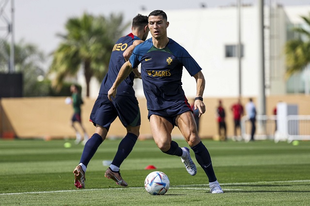 Cristiano Ronaldo antes de debutar en el Mundial de Qatar 2022