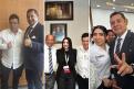 Izquierda y derecha, el gobernador Alejandro Armenta con el empresario detenido, Nazario Ramírez, al centro el secretario de Gobernación, Samuel Aguilar, con el empresario detenido