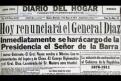 Titular de un diario de la época anuncia una consecuencia directa del movimiento armado: La renuncia de don Porfirio Díaz