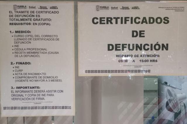 anuncio sobre emisión de certificados de defunción  
