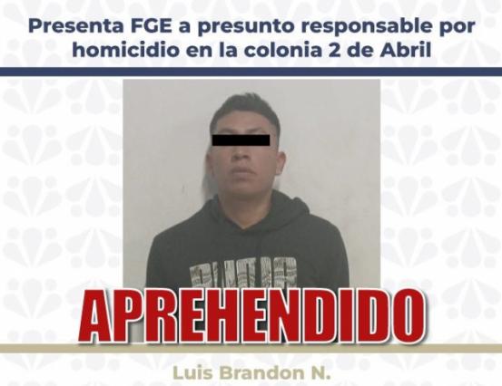 Luis Brandon N., presunto homicida de una mujer en Ignacio Zaragoza