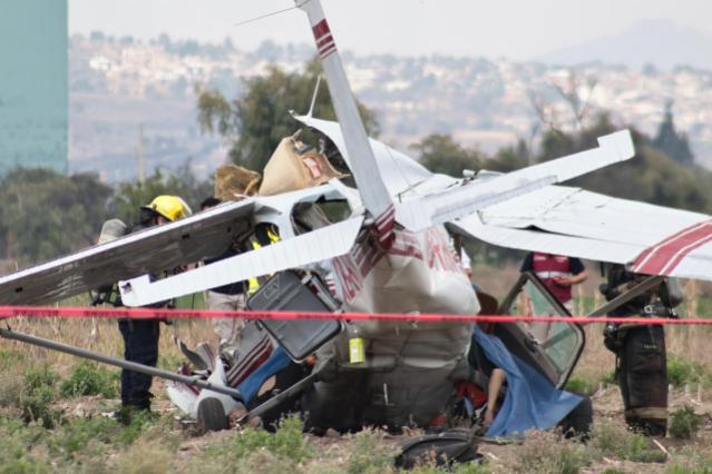Cae avioneta en Huejotzingo