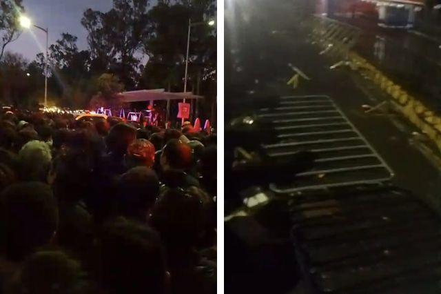 Caos previo a Scorpions lluvia, policía montada y miles de fans