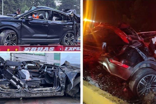Automóvil que chocó sobre la autopista México-Puebla