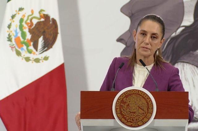 Claudia Sheinbaum durante la mañanera del pueblo