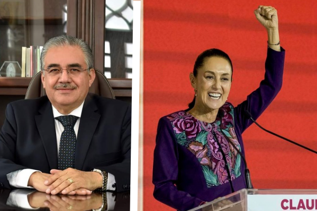 Presidente de Huachinango y Claudia Sheinbaum 