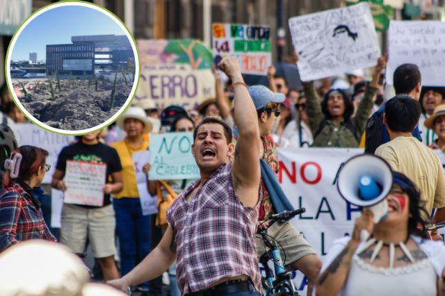 Manifestación en el centro de Puebla por defensa de árboles