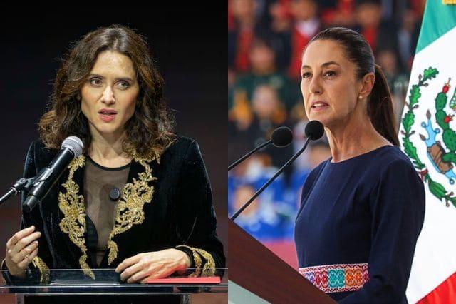 Isabel Díaz Ayuso, presidenta de la Comunidad de Madrid; Claudia Sheinbaum, presidenta de México