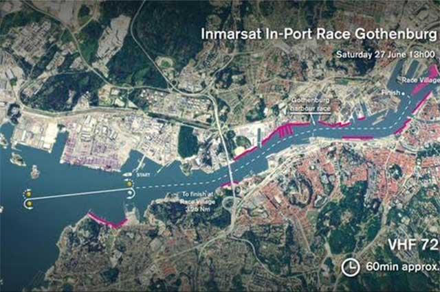 Esquema o trazo del recorrido en la competencia “In Port”, regata a vela en frente al puerto de Gothenberg