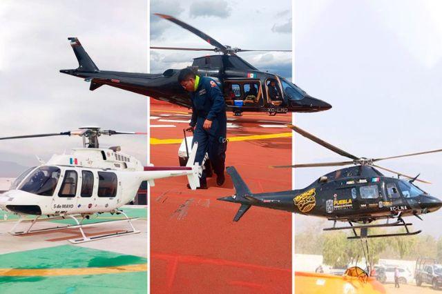 Los tres helicopteros del gobierno de Puebla