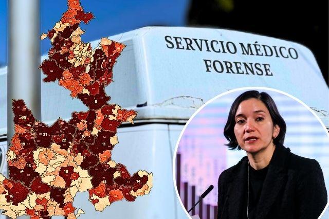 Mapa de Puebla / Patrulla Semefo / Marcela Figueroa Franco, titular del SESNSP