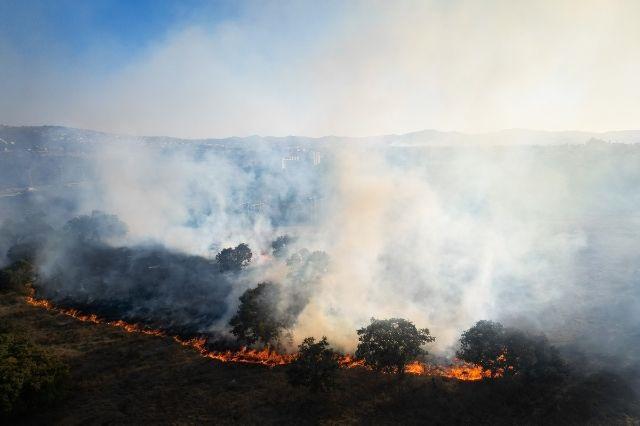 Aspecto de un incendio en la ciudad de Puebla