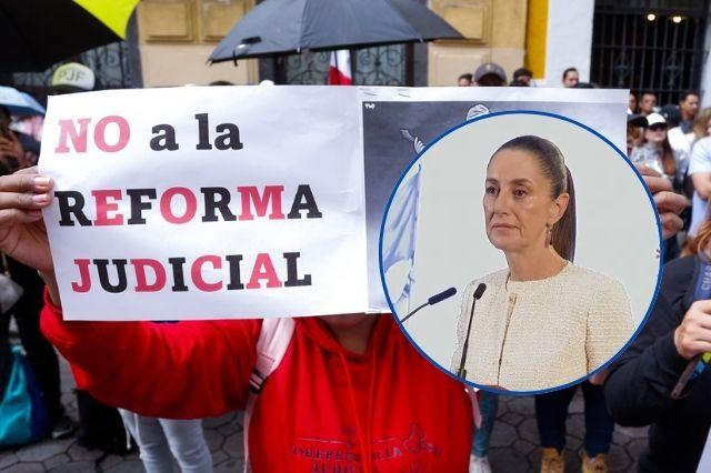 Manifestación de trabajadores del Poder Judicial contra la reforma / Claudia Sheinbaum