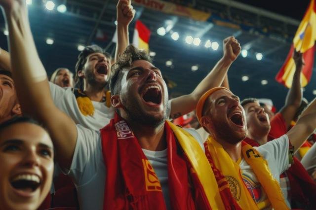 Aficionados de la selección de España en partido de futbol