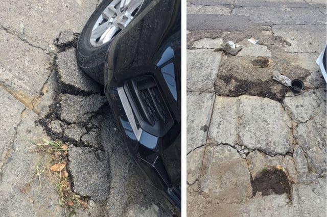 Baches derivados de las lluvias frente al panteón municipal de Atlixco