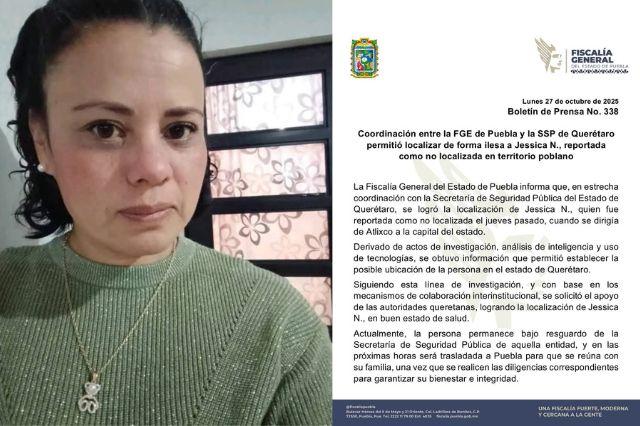 Localizan con vida a Jessica Portillo