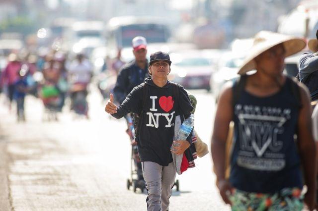 Caravana Migrante durante su paso por Puebla