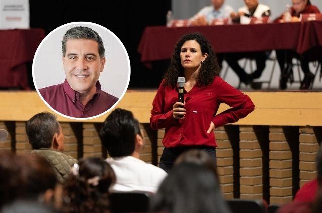 Luisa María Alcalde y en círculo José María Tapia
