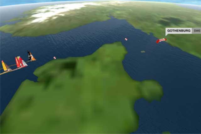 Rumbo al país que alberga la marca patrocinadora de la regata, los barcos deben tomar una ruta de opción para aproximarse a la meta
