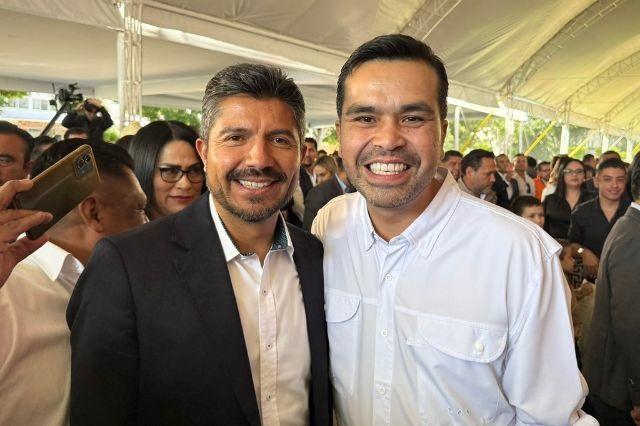 Eduardo Rivera y el dirigente nacional de MC, Jorge Álvarez Máynez