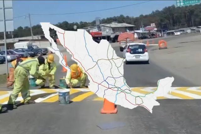 Mapa de México con las carreteras federales que se repararán durante el programa Bachetón