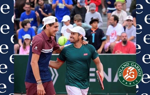 Reyes-Varela y Tabilo celebrando en la arcilla de París
