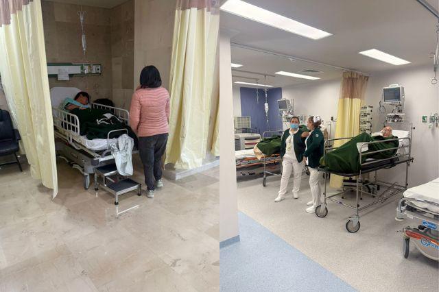 camas al interior del IMSS en Puebla