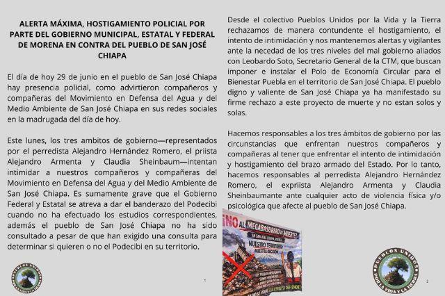 Hostigamiento en San José Chiapa