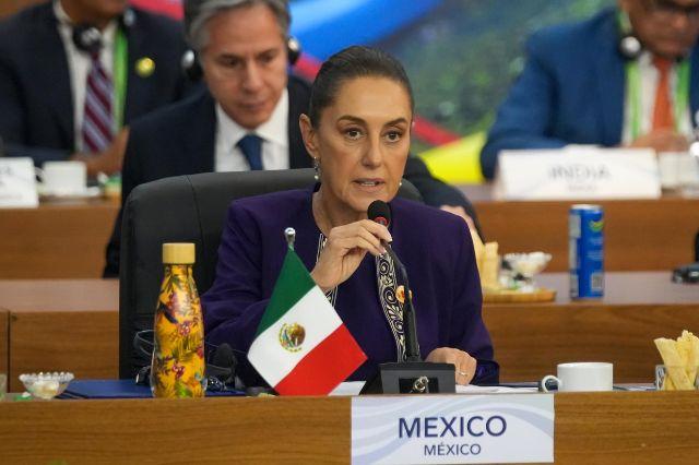 La presidenta Claudia Sheinbaum, en la cumbre G20, en Brasil