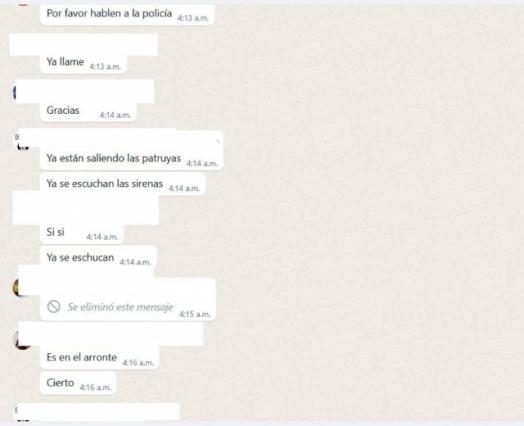 Mensaje de WhatsApp de testigo que estuvo dentro del Hospital Gonzalo Río Arronte, durante la balacera