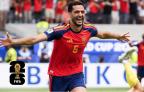 Mikel Merino celebrando el segundo tanto de España
