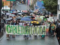 Protesta contra el cablebus en la ciudad de Puebla 