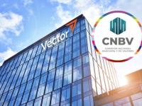 Edificio de Vector Casa de Bolsa y logo de CNBV
