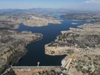 Vista aérea de la laguna de Valsequillo, uno de los cuerpos de agua más grande de Puebla